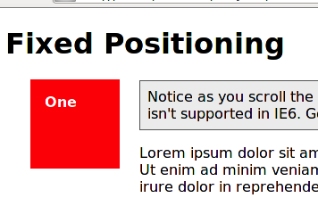 CSS Fixed Positioning from [MDN](https://developer.mozilla.org/fr/docs/Web/CSS/position)